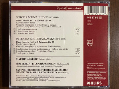 Sergei Vasilyevich Rachmaninoff / Pyotr Ilyich Tchaikovsky, Martha Argerich, Riccardo Chailly, Kiril Kondrashin : Rachmaninoff 3 • Tchaikovsky 1 (CD, Comp, RM, PMD)