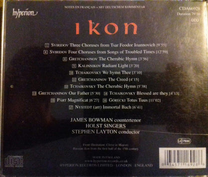 James Bowman (2), The Holst Singers, Stephen Layton : Ikon (CD, Album)