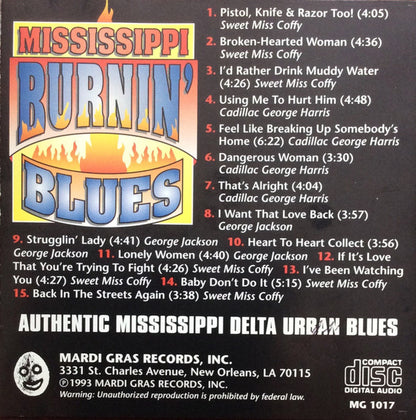 Various : Mississippi Burnin’ Blues (CD, Album, Comp)