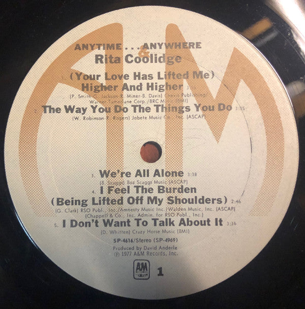 Rita Coolidge : Anytime... Anywhere (LP, Album, Ter)