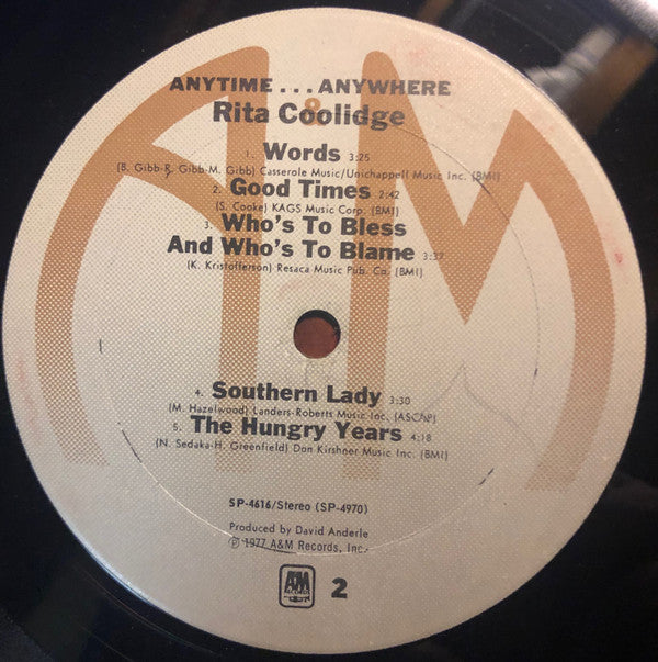 Rita Coolidge : Anytime... Anywhere (LP, Album, Ter)