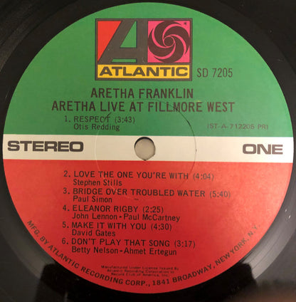 Aretha Franklin : Aretha Live At Fillmore West (LP, Album, Club)