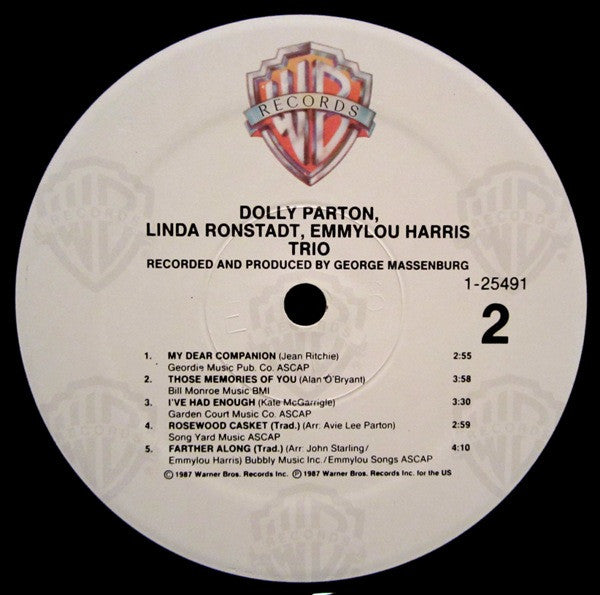 Dolly Parton, Linda Ronstadt & Emmylou Harris : Trio (LP, Album, Spe)