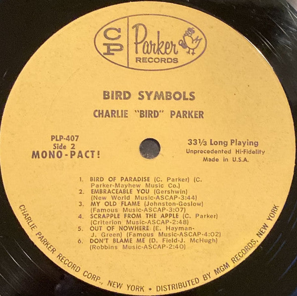 Charlie Parker : "Bird" Symbols (LP, Comp, Mono, RE)