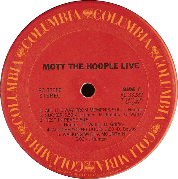 Mott The Hoople : Mott The Hoople Live (LP, Album, Ter)