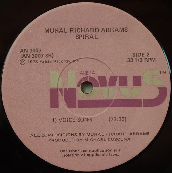 Muhal Richard Abrams : Spiral: Live At Montreux 1978 (LP, Album)