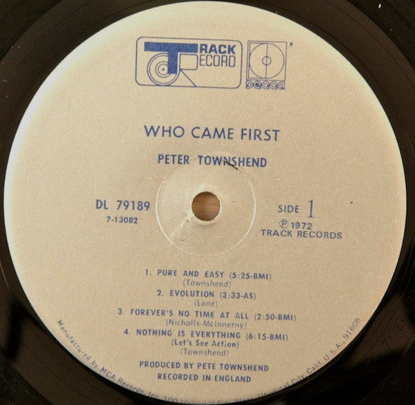 Pete Townshend : Who Came First (LP, Album, Glo)