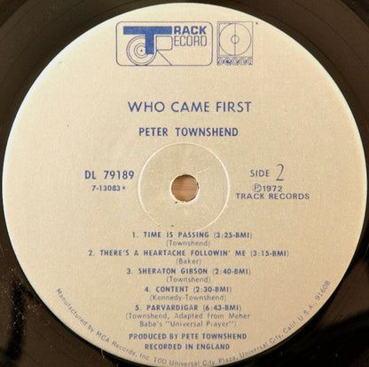 Pete Townshend : Who Came First (LP, Album, Glo)