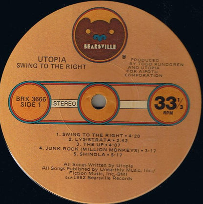 Utopia (5) : Swing To The Right (LP, Album, Jac)