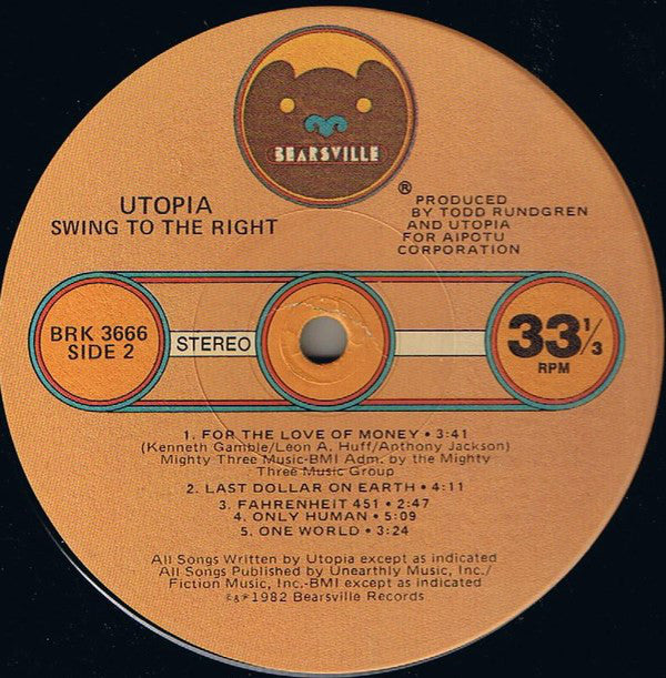 Utopia (5) : Swing To The Right (LP, Album, Jac)