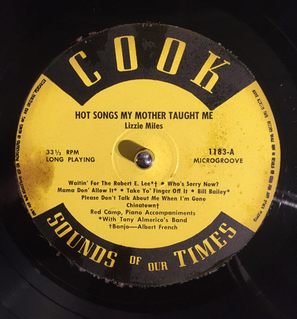 Lizzie Miles With Tony Almerico's Band : Hot Songs My Mother Taught Me (LP, Album, Dar)