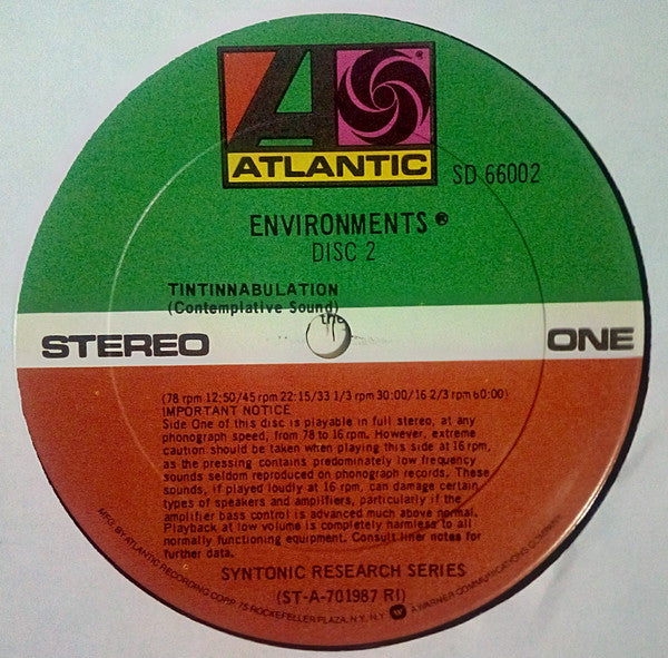 No Artist : Environments (New Concepts in Stereo Sound) (Disc 2) (LP, RI )