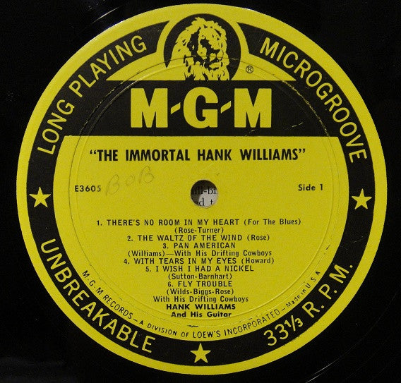 Hank Williams : The Immortal Hank Williams (LP, Comp, Mono)