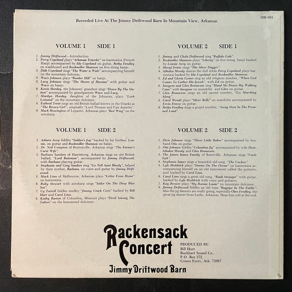 Various : Rackensack Concert At The Jimmy Driftwood Barn (2xLP)