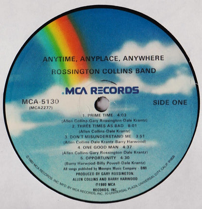 Rossington Collins Band : Anytime, Anyplace, Anywhere (LP, Album, Glo)