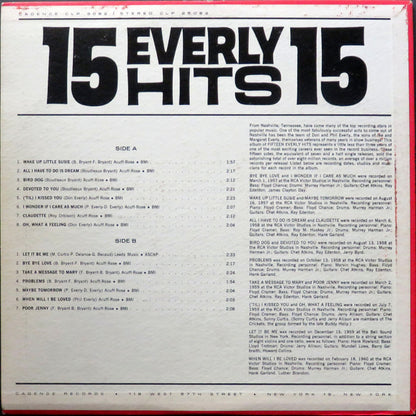 Everly Brothers : 15 Everly Hits 15 (LP, Comp, Mono)