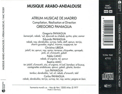 Atrium Musicae De Madrid Dir. Gregorio Paniagua : Musique Arabo-Andalouse (CD, Album, Club, RE)