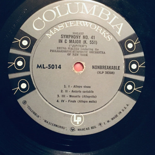 Bruno Walter, The New York Philharmonic Orchestra, Wolfgang Amadeus Mozart : Symphony No. 41 In C Major, K. 551 ("Jupiter") / Symphony No. 39 In E-flat Major, K. 543 (LP, Mono, Hol)