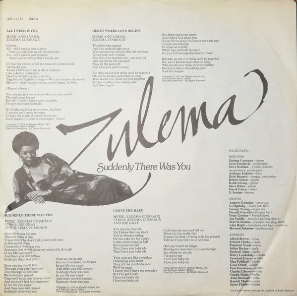 Zulema : Suddenly There Was You (LP, Album)