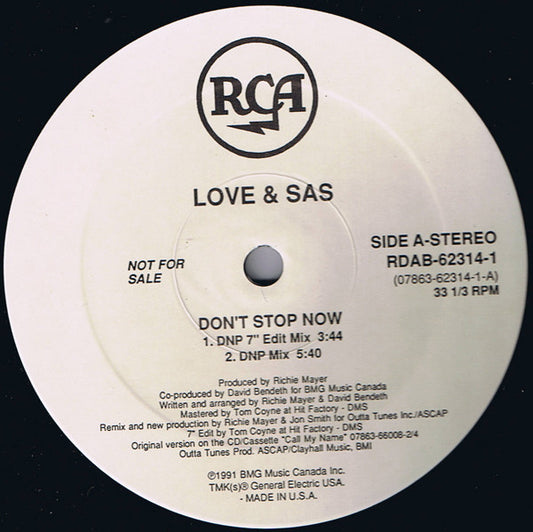 Love & Sas : Don't Stop Now (12", Promo)