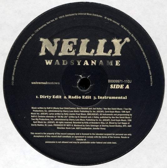 Nelly : Wadsyaname (12", Promo)