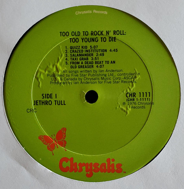 Jethro Tull : Too Old To Rock 'N' Roll: Too Young To Die! (LP, Album, Club, Gat)