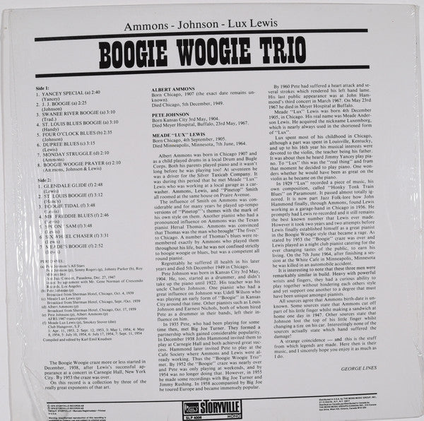 Albert Ammons & Meade "Lux" Lewis & Pete Johnson : Boogie Woogie Trio (LP, Comp, Mono, Ter)