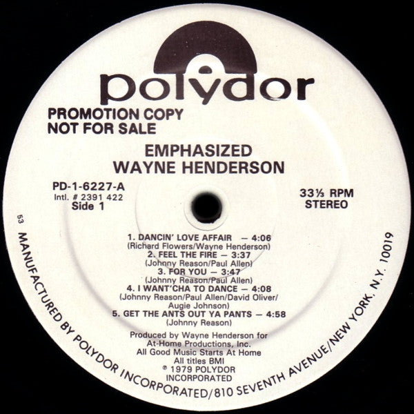 Wayne Henderson : Emphasized (LP, Album, Promo, 53 )