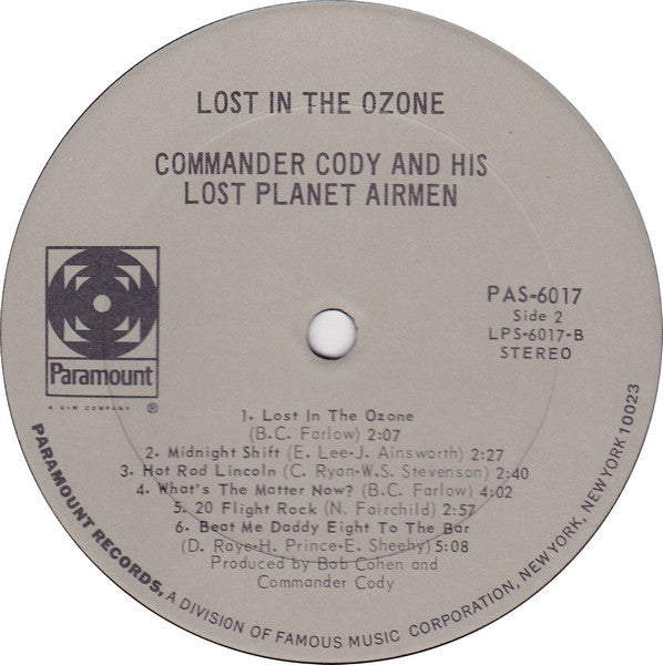 Commander Cody And His Lost Planet Airmen : Lost In The Ozone (LP, Album)