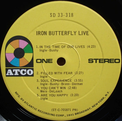 Iron Butterfly : Live (LP, Album, PR )