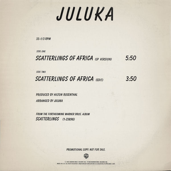 Juluka : Scatterlings Of Africa (12", Promo)