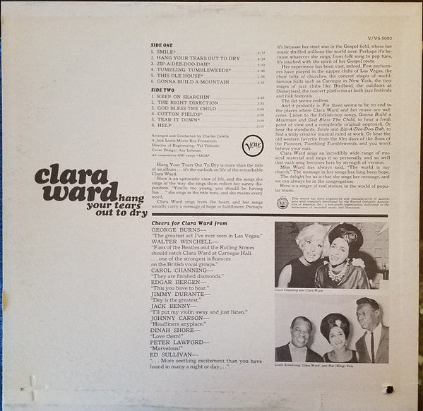 Clara Ward : Hang Your Tears Out To Dry (LP, Album, Mono)