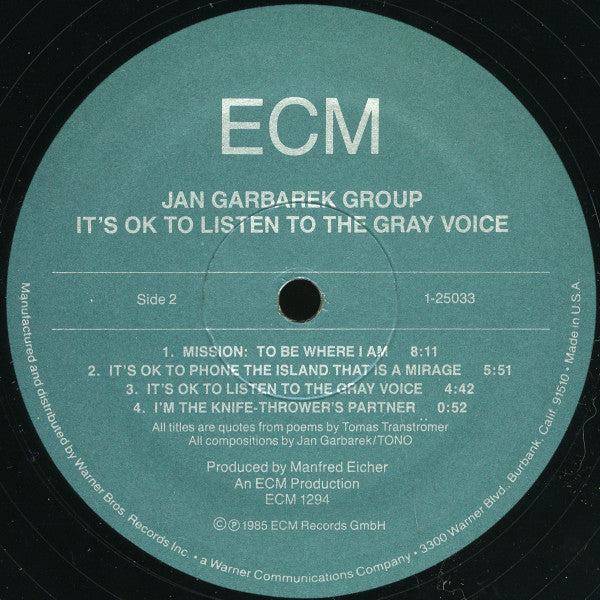 Jan Garbarek Group : It's OK To Listen To The Gray Voice (LP, Album)