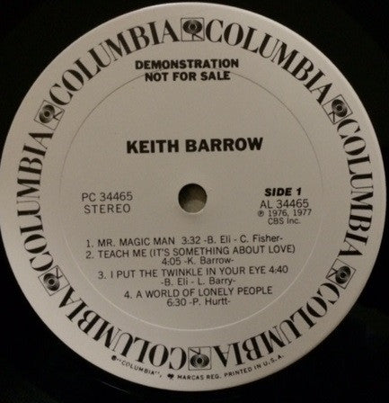 Keith Barrow : Keith Barrow (LP, Album, Promo)