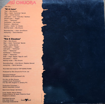 Oku Onuora : Wi A Come / Wat A Situashan (12")