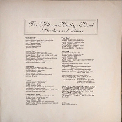 The Allman Brothers Band : Brothers And Sisters (LP, Album, San)