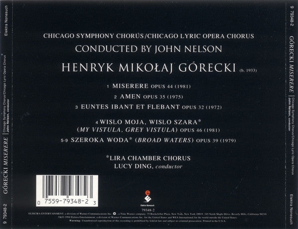 Henryk Górecki : Miserere (CD, Album)