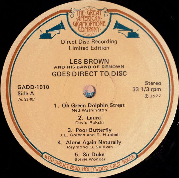 Les Brown And His Band Of Renown : Goes Direct To Disc (LP, Album, Ltd, gat)