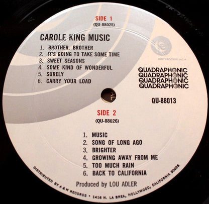 Carole King : Music (LP, Album, Quad, Gat)