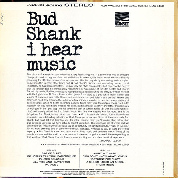 Bud Shank : I Hear Music (LP, Comp)