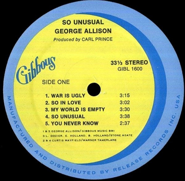 George Allison : So Unusual (LP, Album)