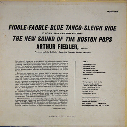 The Boston Pops Orchestra, Arthur Fiedler : Fiddle-Faddle And Other Leroy Anderson Favorites (LP, Album)