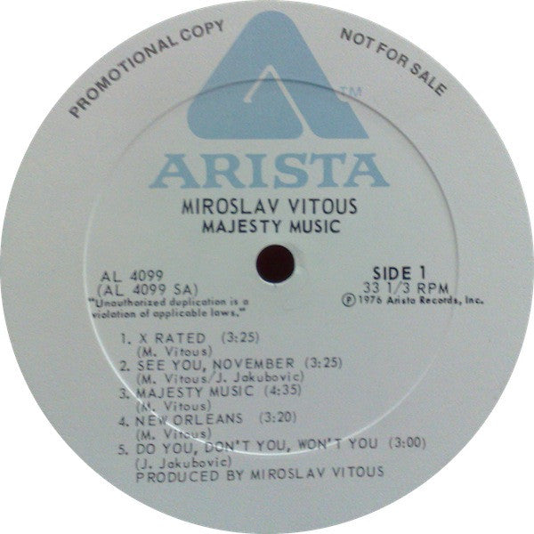 Miroslav Vitous : Majesty Music (LP, Album, Promo)