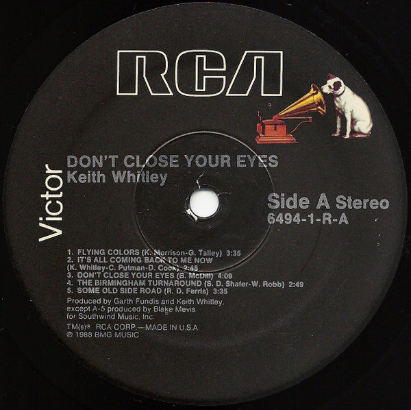 Keith Whitley : Don't Close Your Eyes (LP, Album, Abr)