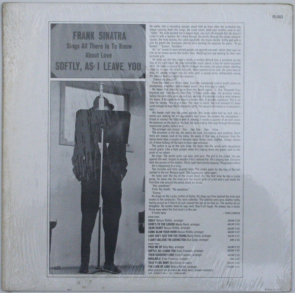 Frank Sinatra : Softly, As I Leave You (LP, Album)