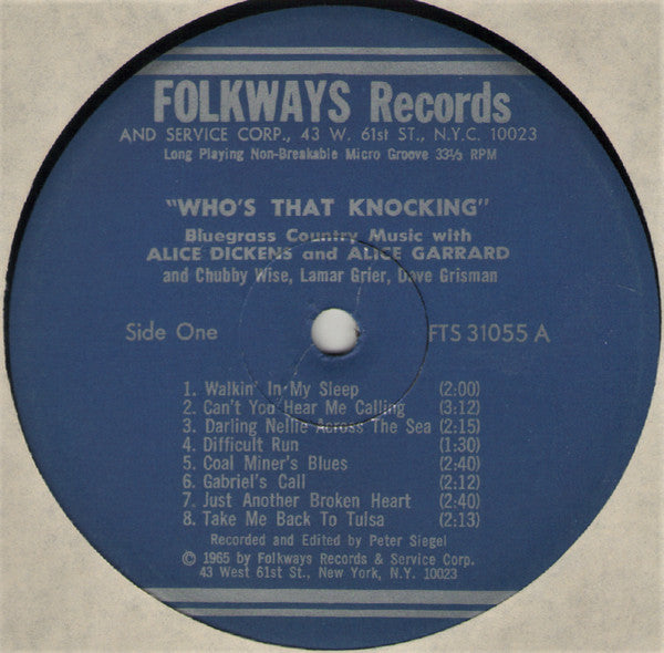 Hazel Dickens And Alice Gerrard : Who's That Knocking? (Bluegrass Country Music) (LP, Album, RE)