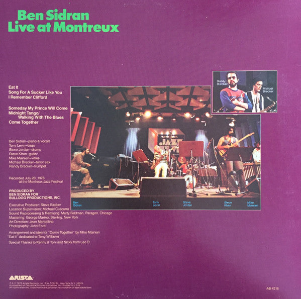 Ben Sidran : Live At Montreux (LP, Album, Ter)