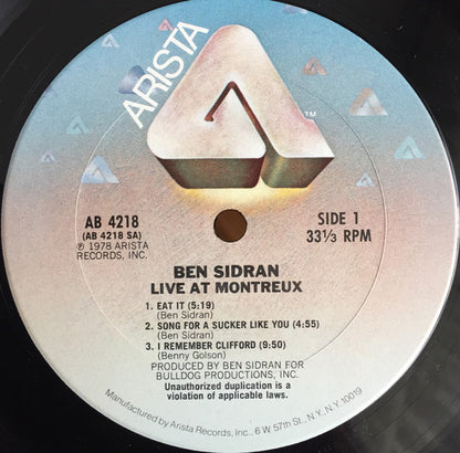 Ben Sidran : Live At Montreux (LP, Album, Ter)