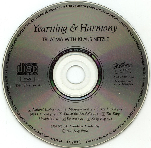 Tri Atma With Gyan Nishabda : Yearning & Harmony (CD, Album, RE)