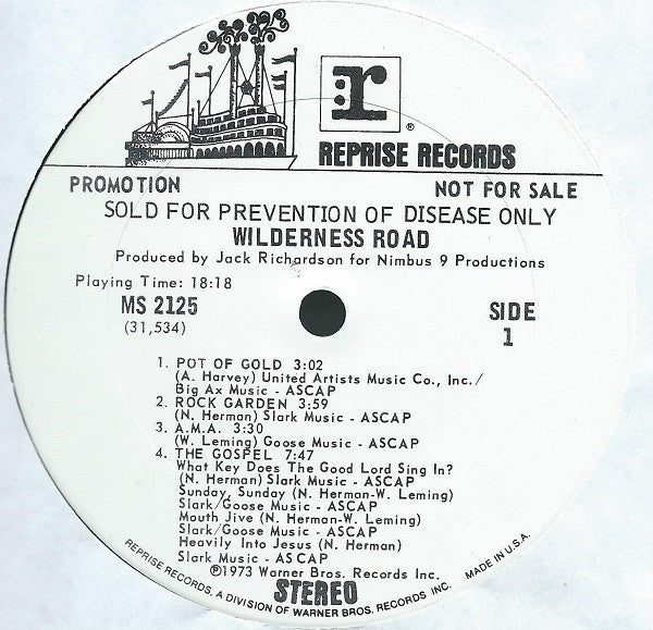 Wilderness Road : Sold For Prevention Of Disease Only (LP, Album, Promo)